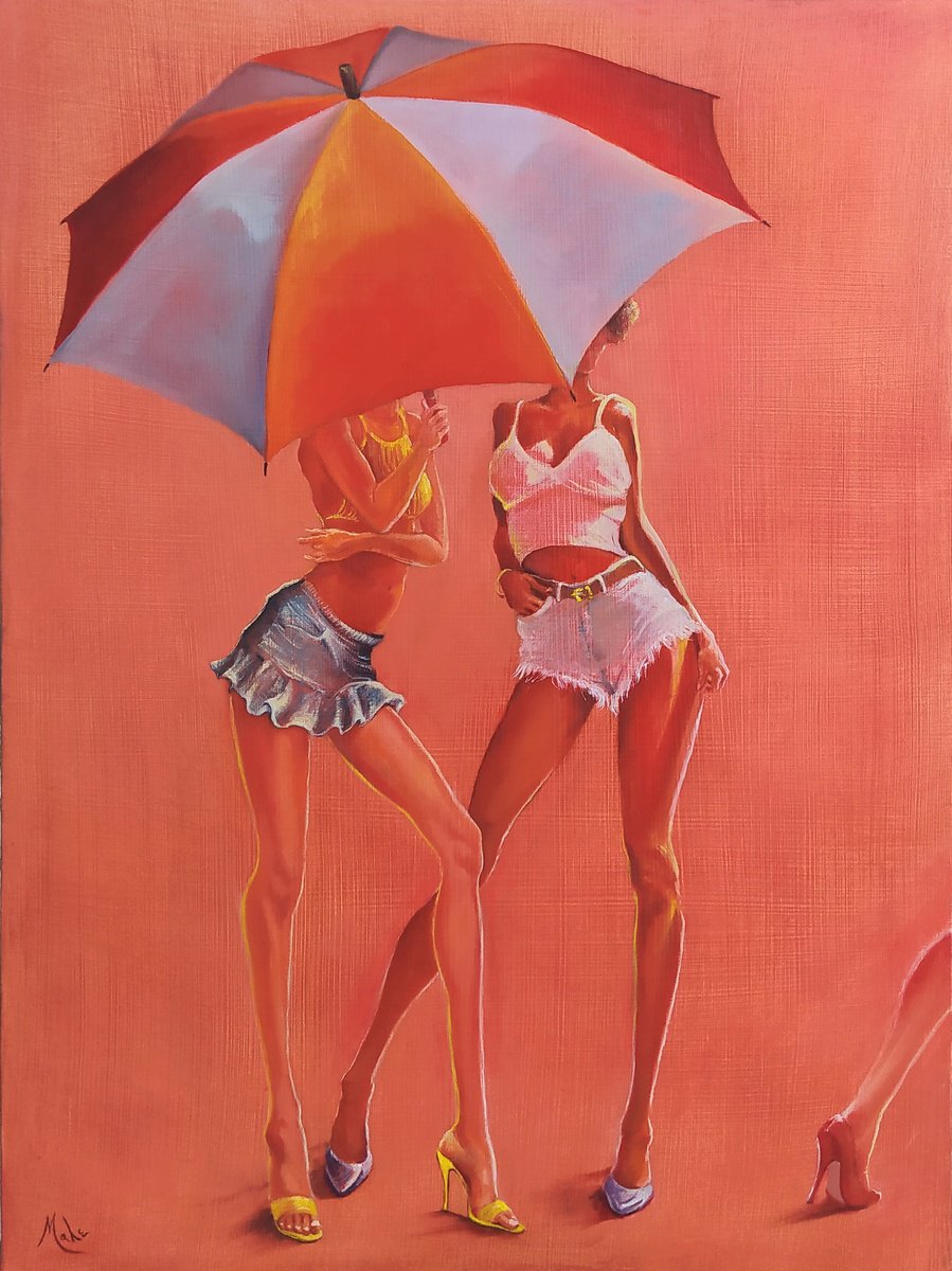 Expressive Portrait Oil Painting By Isabel Mahe, 24 X 32, Gossiping, Original Artwork