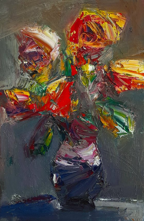 Abstract flowers in vase