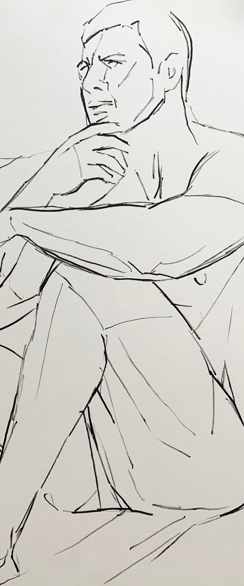 Male nude drawing gay erotic art by Emmanouil Nanouris