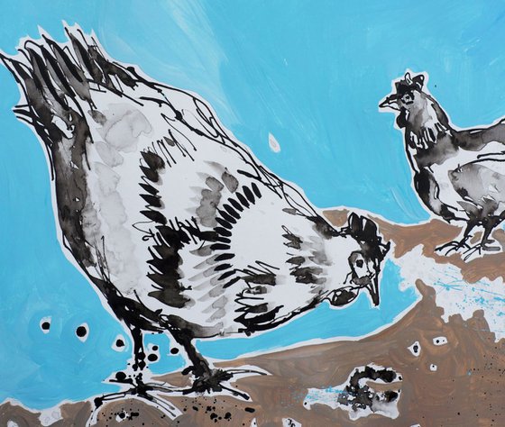 Hens (Sky and Mud background)