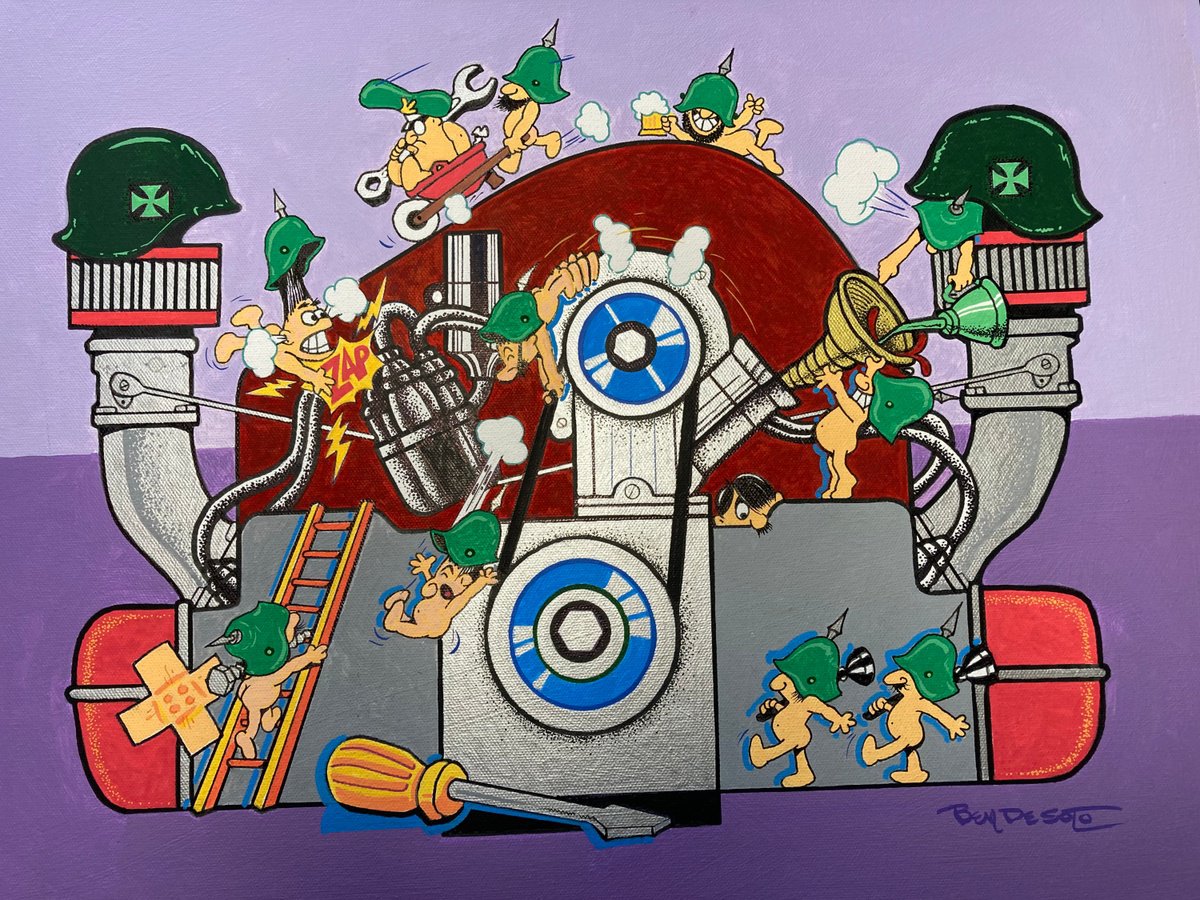 Cartoon Portrait Acrylic Painting By Ben De Soto, 20 X 16, Vw Gremlins, Original Artwork