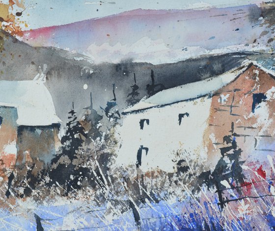 Remote houses-watercolor