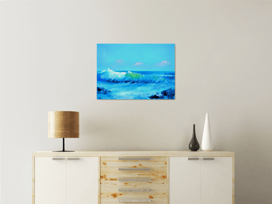 Seascape with transparent wave