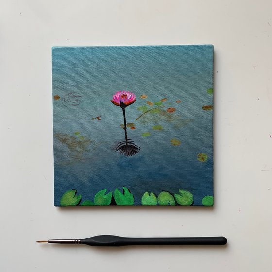 Pink water lily! Miniature painting