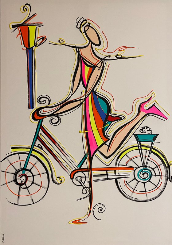 Woman On Bycicle Eka Peradze Art.