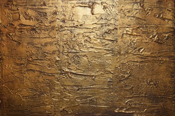 extra large wall panel wall art impasto " Aztec Gold " antique effect single panel canvas abstract 24 x 36"