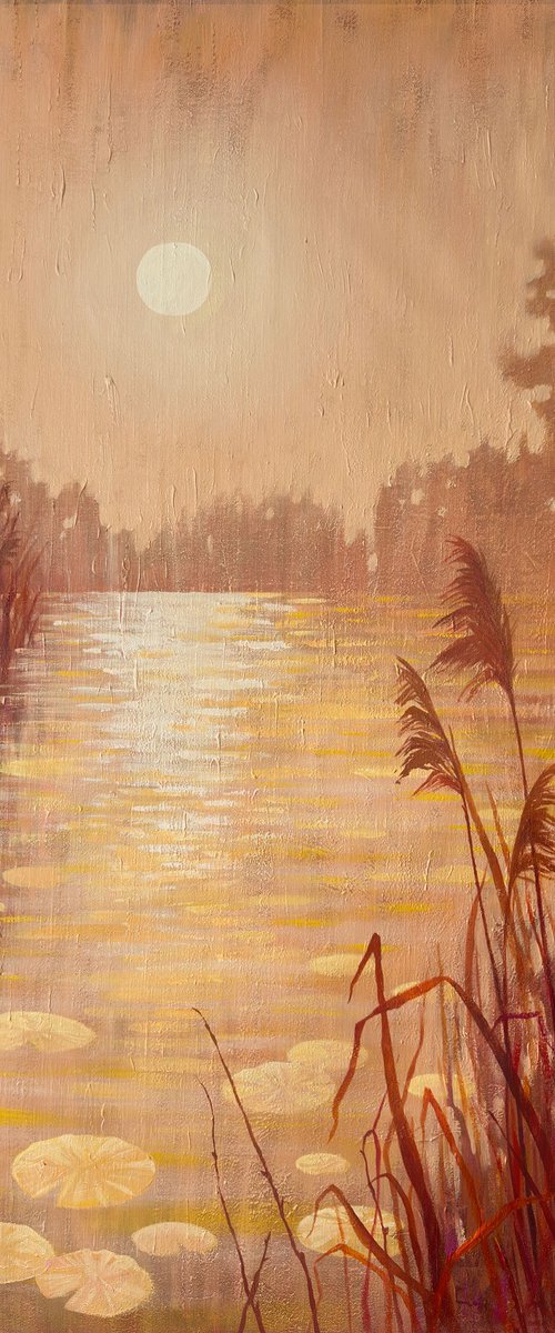 Sunset Pond With Reeds by Ekaterina Prisich