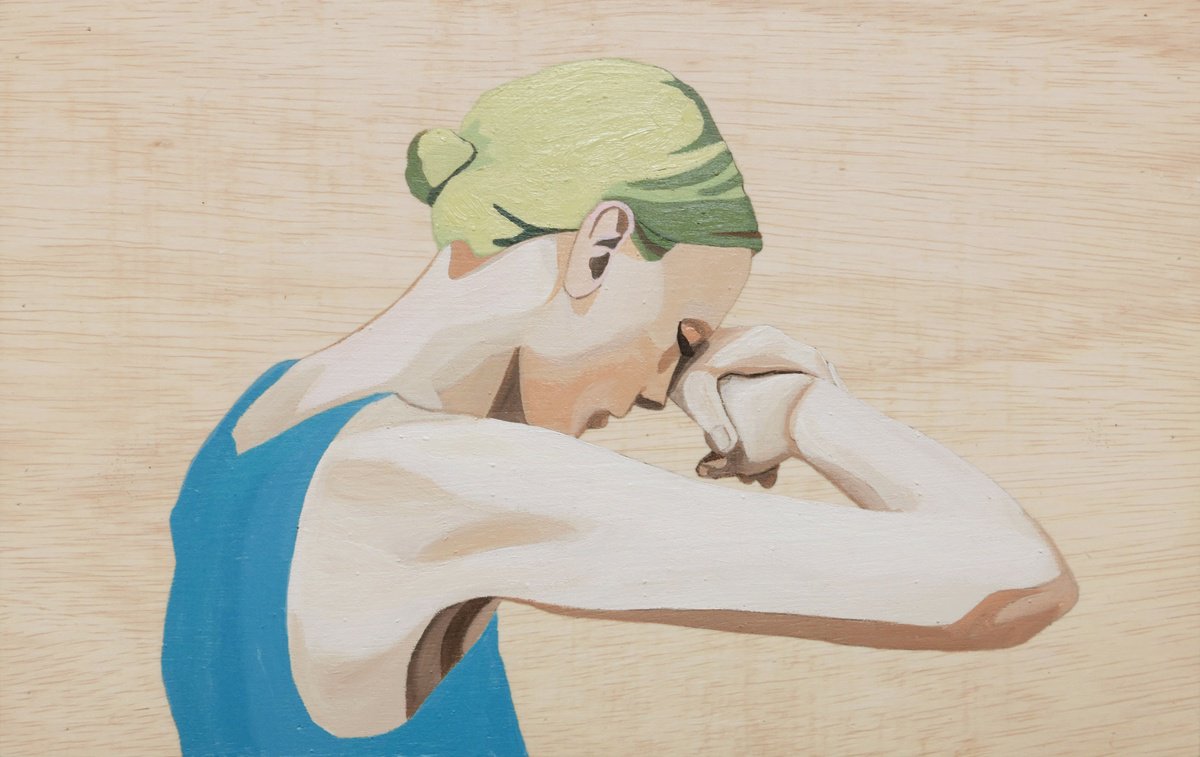 Expressive Portrait Acrylic Painting By Young Park, 13 X 8", Even If, Original Artwork