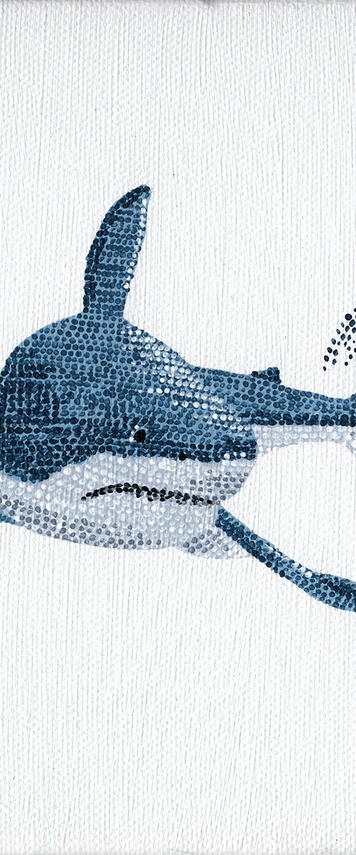 Great White Shark - pointillism painting by Kelsey Emblow