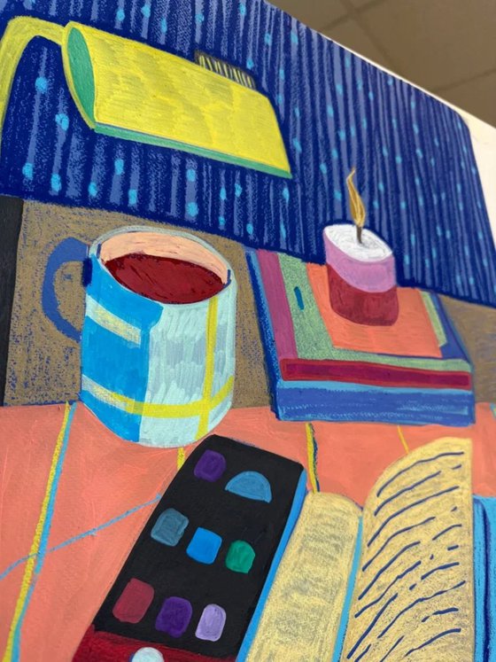 Quiet Desk in Blue Light