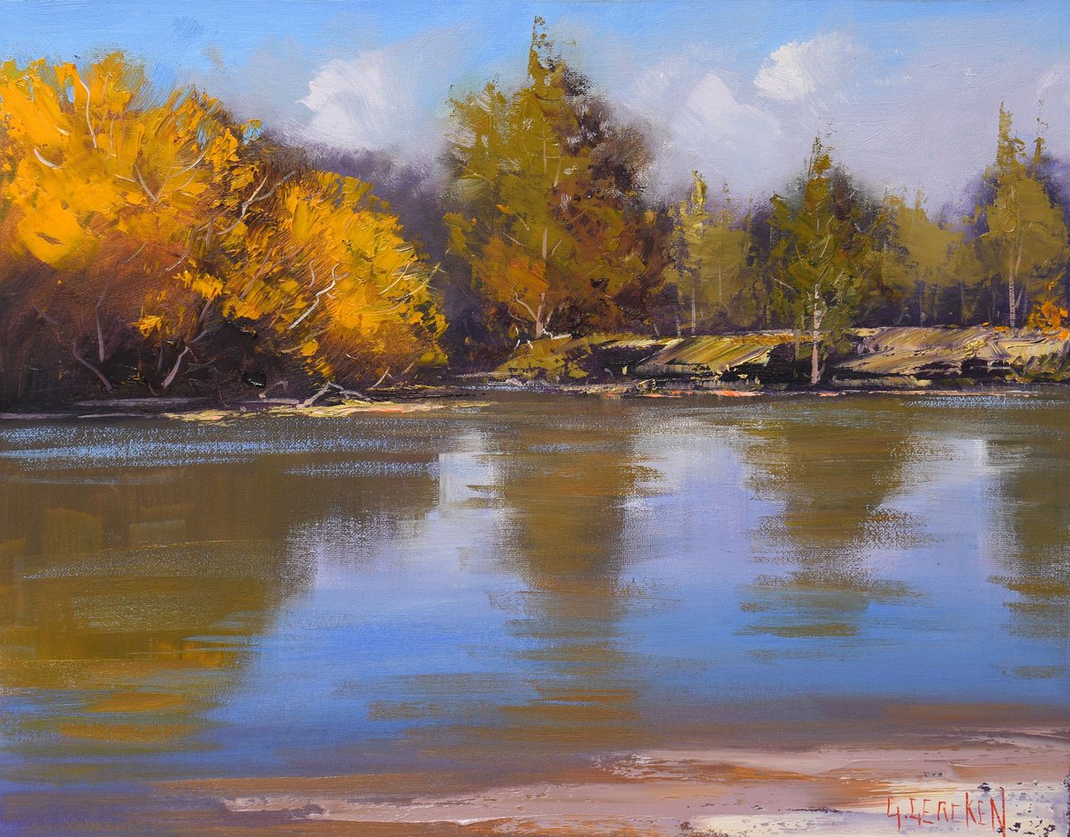 Autumn Landscape River trees by Graham Gercken
