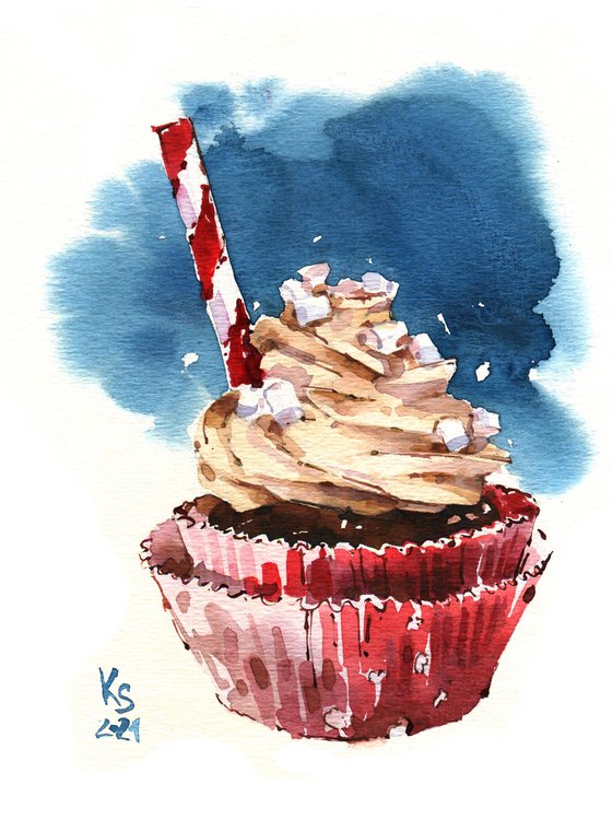 "Cake" original watercolor food illustration