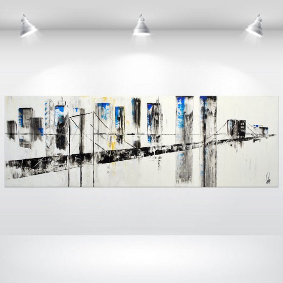 Urban Affairs - Abstract- Painting- Acrylic Canvas Art - Wall Art - Large Painting - Blue Art - Modern Art