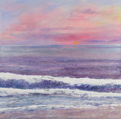 Sunset over a silver sea by Chris Bourne