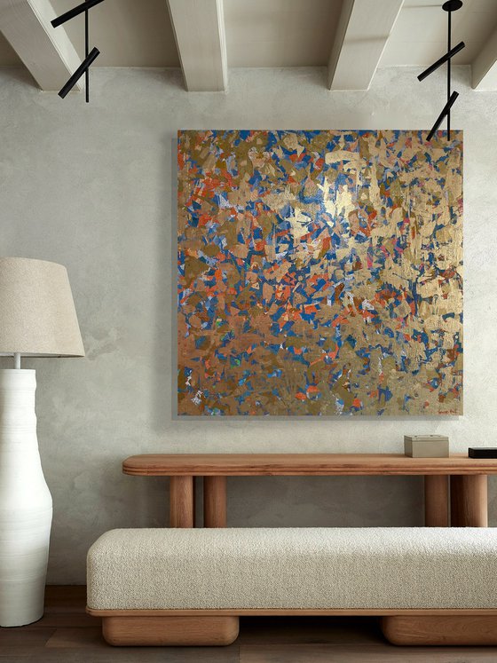 Fortune News- 127cm squ - mixed media on canvas
