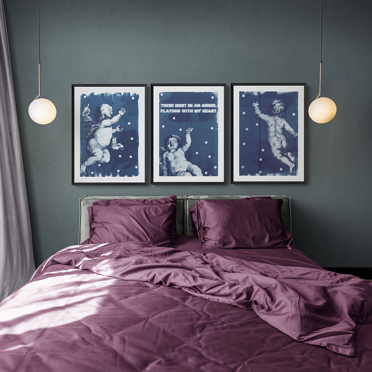 Illustrative Portrait Photograph By Manel Villalonga, 17 X 24", Cyanotype 27 Three Angels, Original Artwork