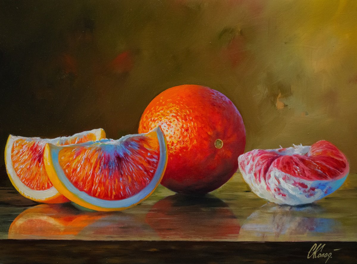 Photorealistic Oil Painting , Still Life With Sicilian Orange/5 By Kolodyazhniy Sergey, 16 X 12, Artwork For Sale On Artfinder
