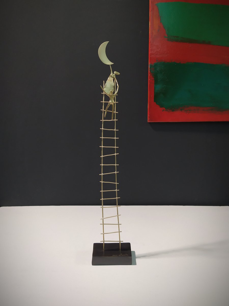 Impressionistic Portrait Bronze Sculpture By Anna Andreadi, 3 X 17, One Summer Night, Original Artwork