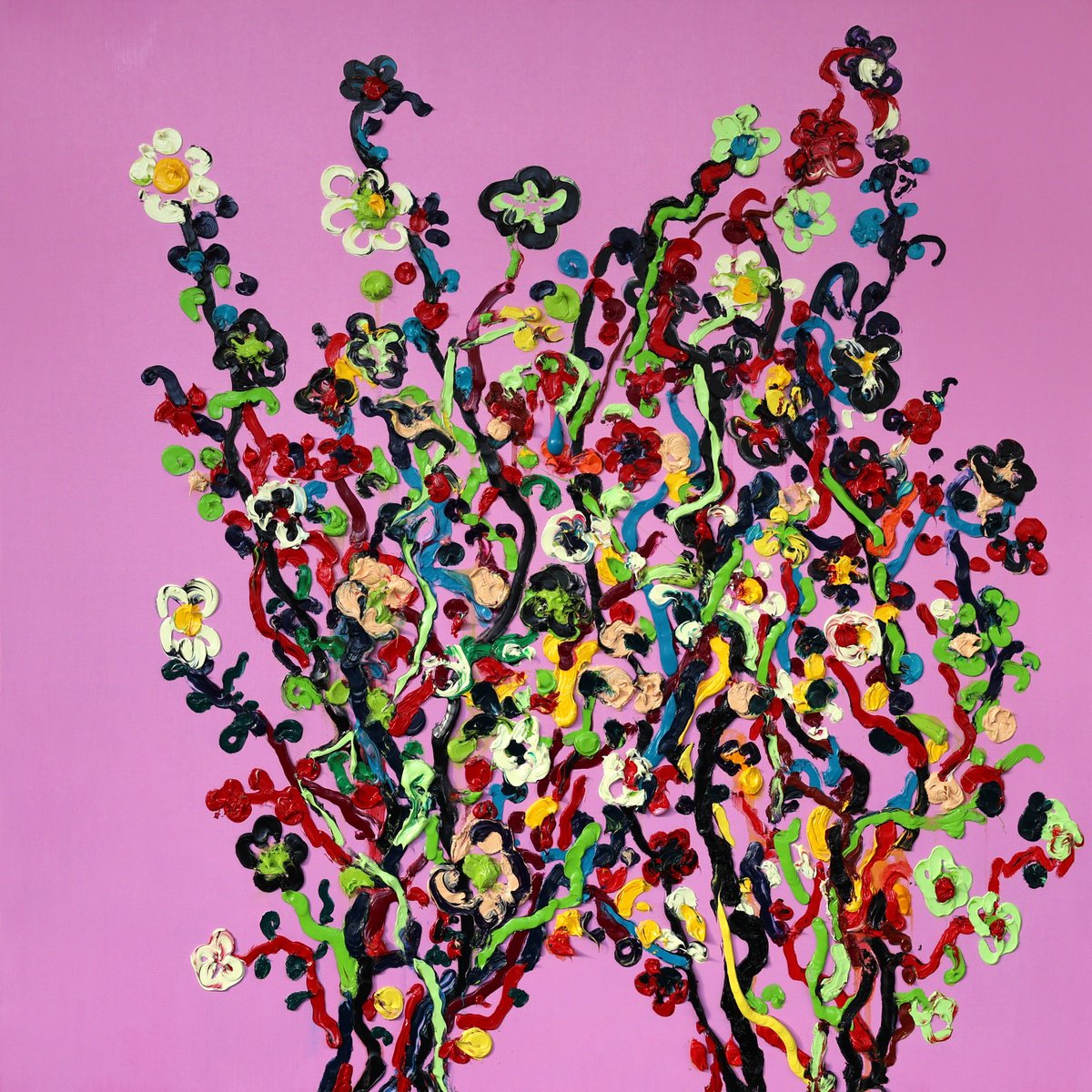 Expressive Botanical Oil Painting By Dominic Virtosu, 39 X 39, I Am Looking For The Light, Original Artwork