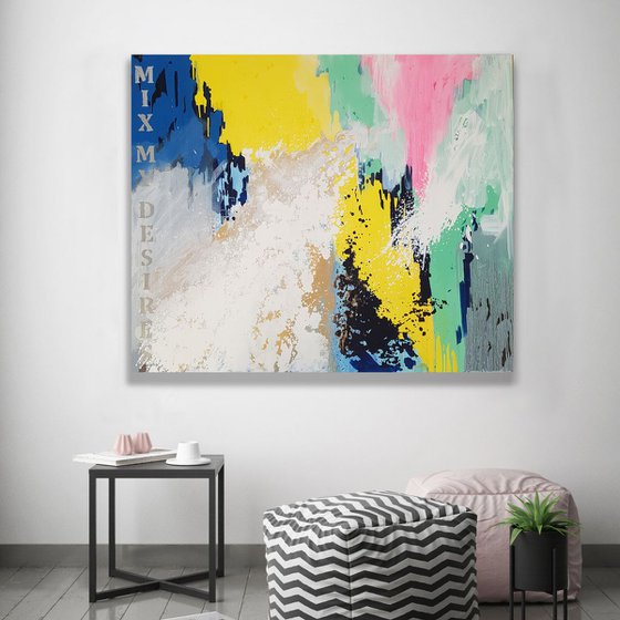 Abstract painting MIX my desires / Original artwork