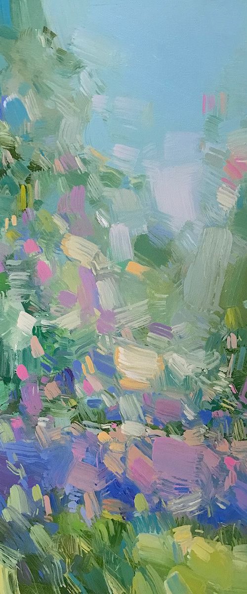 Blossom Sapphire, Original oil Painting, Handmade artwork, One of a Kind by Vahe Yeremyan