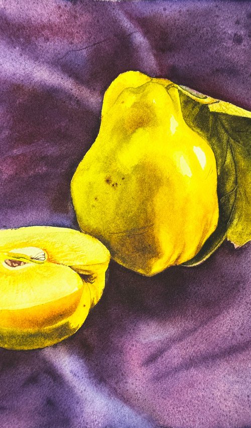 Apple quince etude Painting by Yuliia Prokopchuk