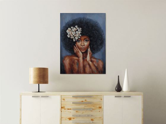 African woman portrait painting - portrait of a black woman