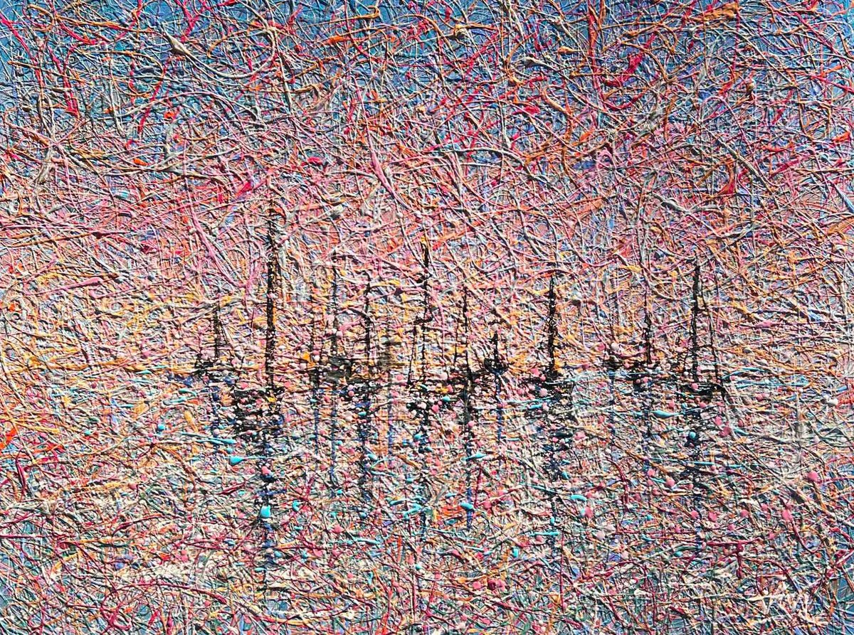 Impressionistic Landscape Acrylic Painting By Nadiia Antoniuk, 31 X 24", Tender Blush, Original Artwork