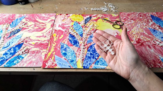 Blue Garden, set of 3