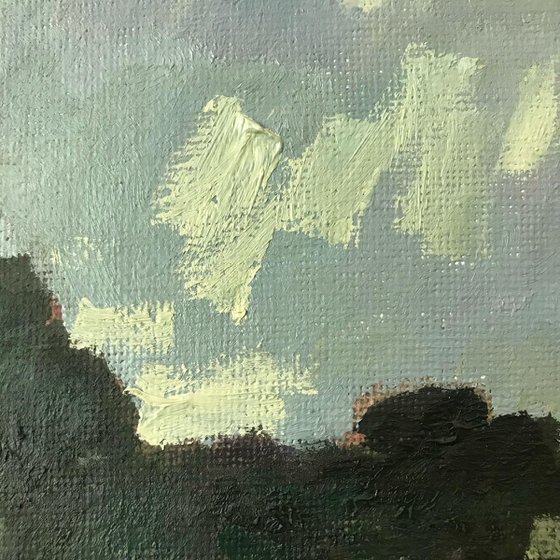 Original Oil Painting Wall Art Artwork Signed Hand Made Jixiang Dong Canvas 25cm × 30cm Park In Sunset small building Impressionism