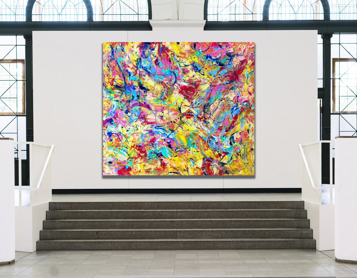 Organic Abstract Acrylic Painting By Estelle Asmodelle, 67 X 59, My Reluctant Authority, Original Artwork