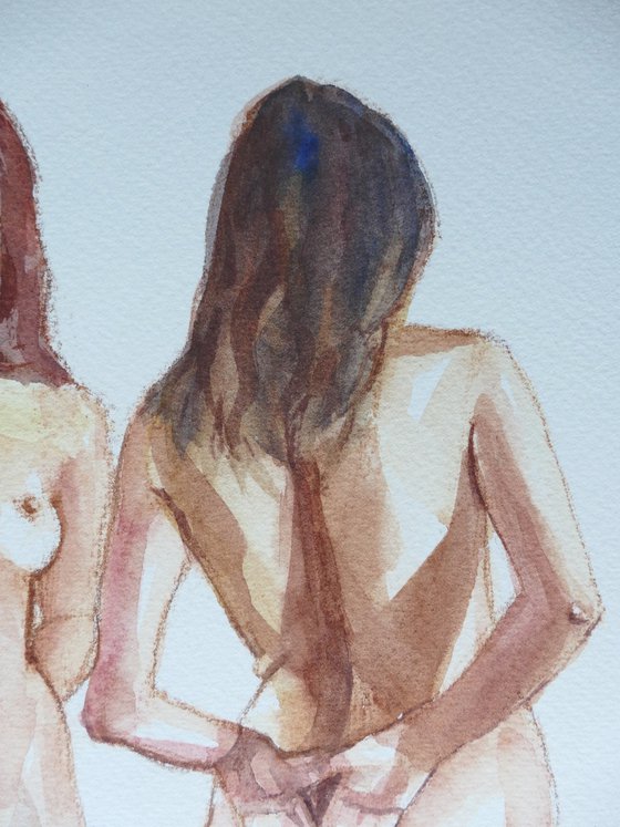 Female nude front/back study
