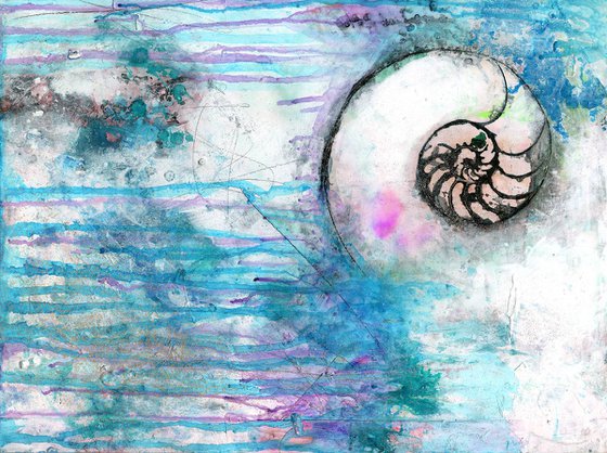 Searching For Tranquility 7 - Abstract Nautilus Shell Painting