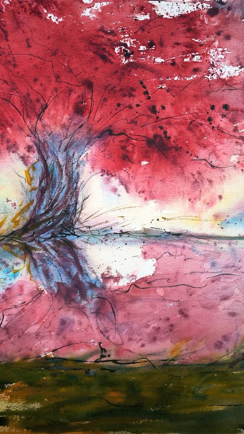 Red Tree by Linda Clerget