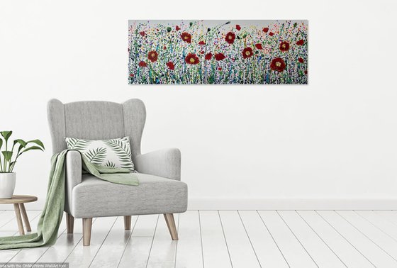 Poppy Field Palette Knife and Splatter Painting