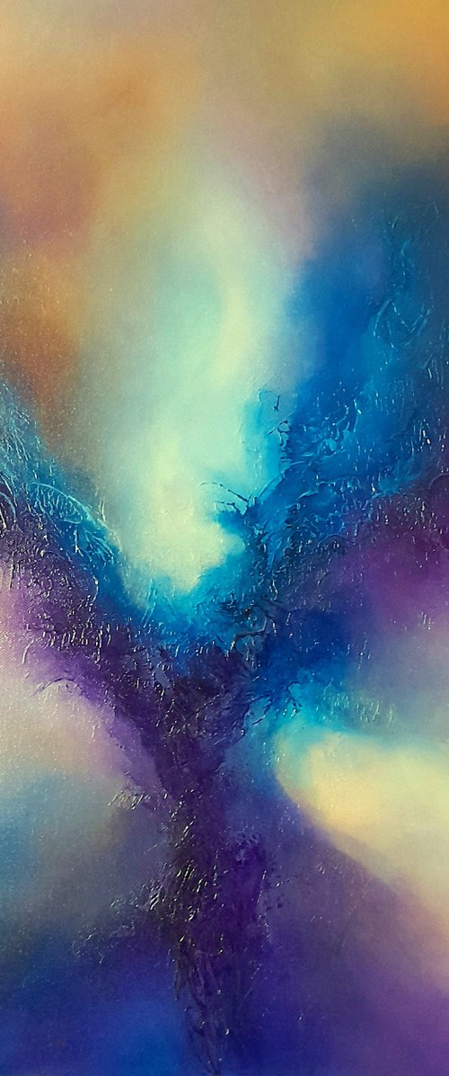 BUTTERFLY NEBULA (Abstract/Expressionism Oil Painting, Deep Edge, 60cm X 60cm) by Gillian Luff