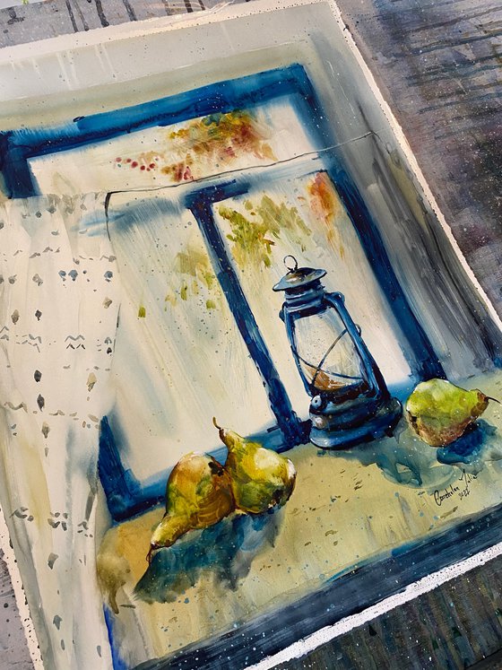 Sold Watercolor “Window lamp” perfect gift