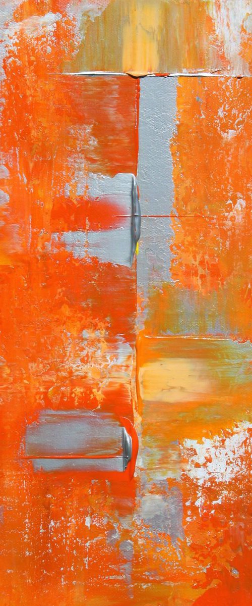 Abstract Orange Peach Silver Patterns II by Robert Lynn