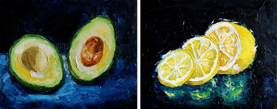 Avocado and lemon (diptych)