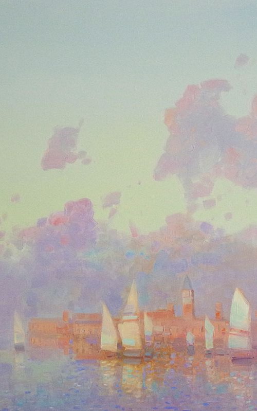 Sail Boats, Original oil painting, Handmade artwork, One of a kind by Vahe Yeremyan