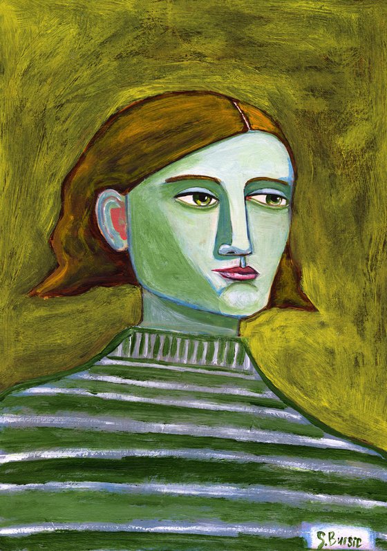 Lady with Striped Sweater