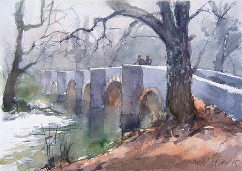 Respryn bridge over the River Fowey by Goran Žigolić Watercolors