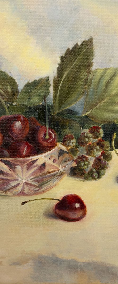 Cherries and Green Blackberries by Maria Stockdale