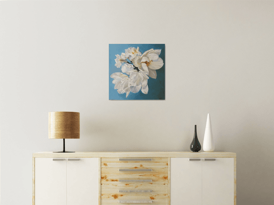 "White bouquet. "   flower  liGHt original painting  GIFT (2021)