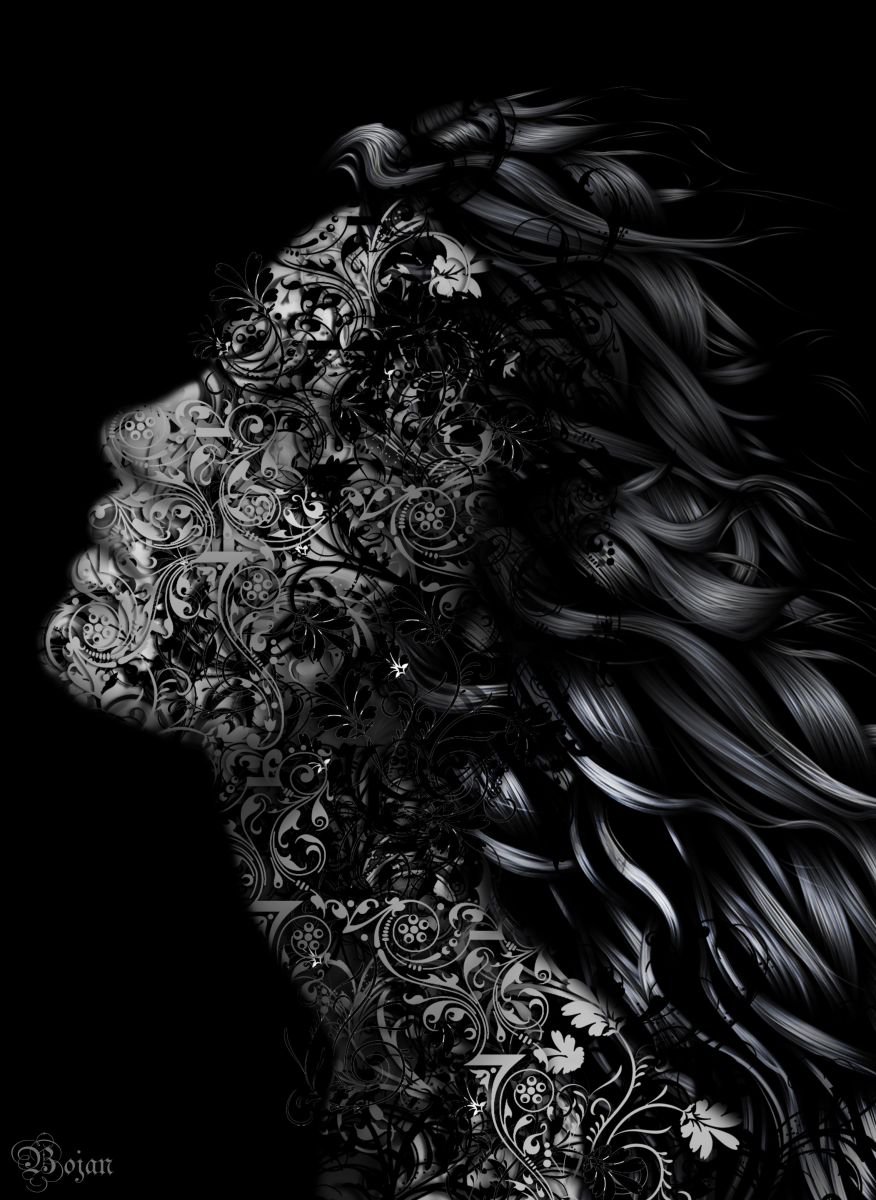 Illustrative Portrait Photograph By Bojan Jevtic, 32 X 43, Wind In The Hair, Original Artwork