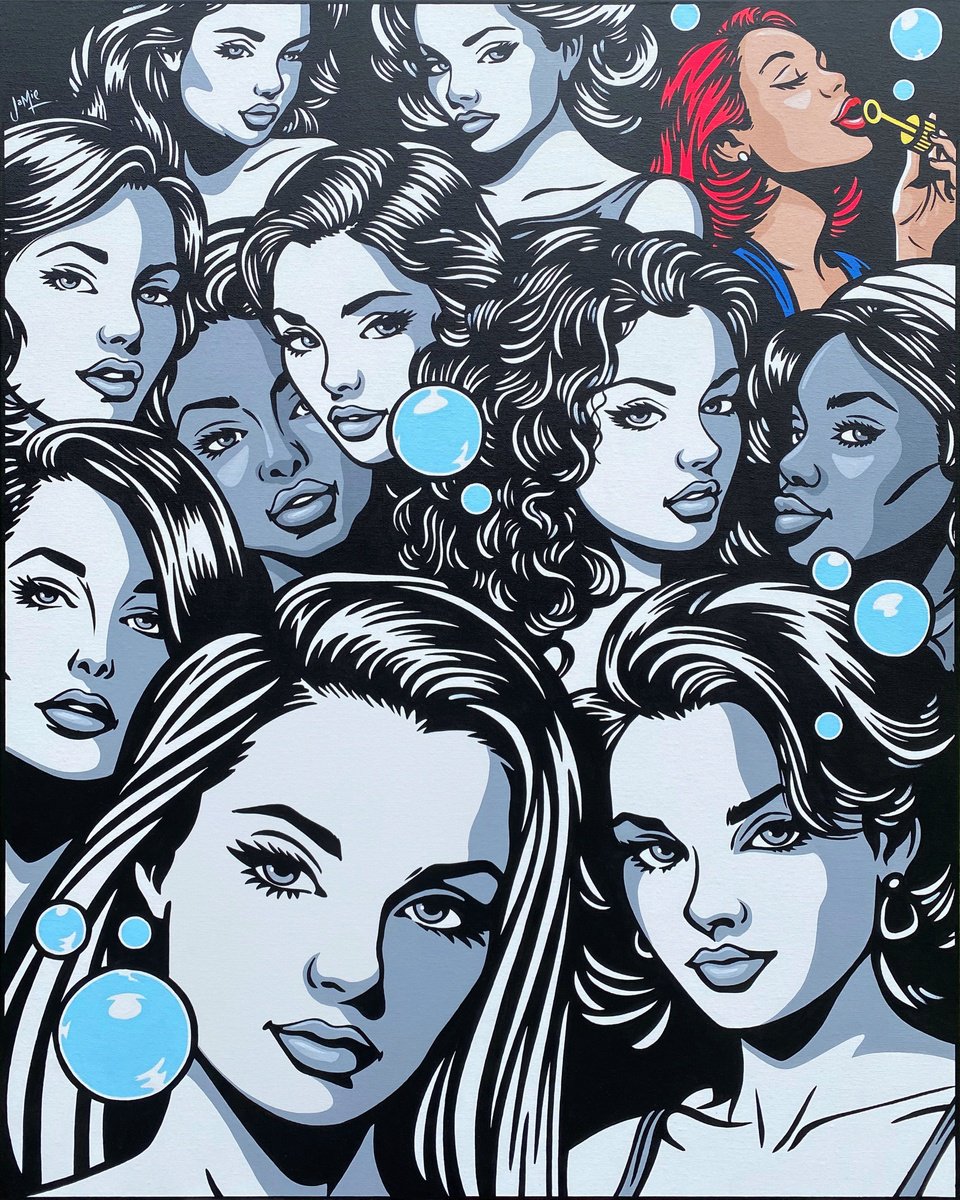 Urban And Pop Portrait Acrylic Painting By Jamie Lee, 31 X 39, Seek Unique, Original Artwork