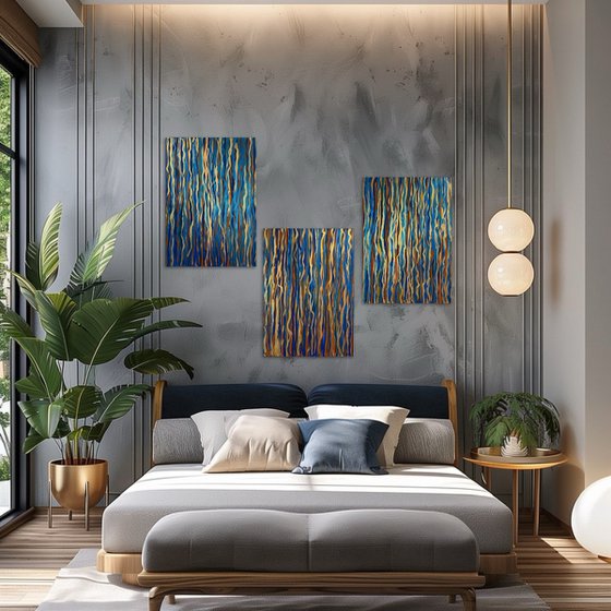 Hand-painted Blue Gold Set