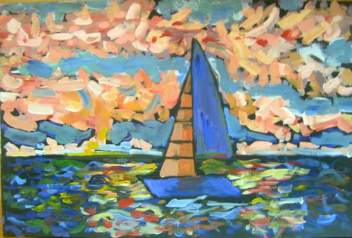 Sailboat, 50x40 cm by Nastasia Chertkova
