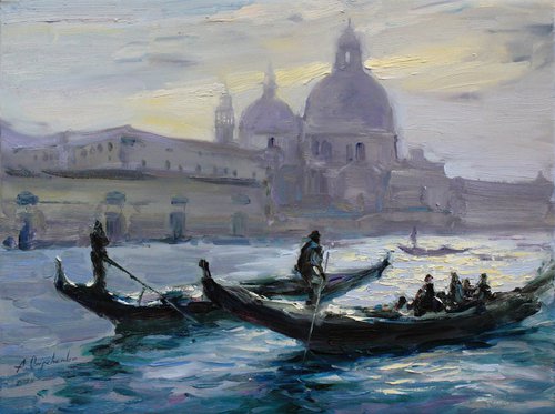Grand Canal Venice in silver Italy by Alisa Onipchenko-Cherniakovska