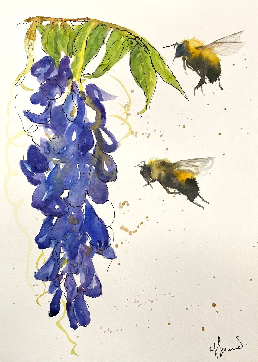 Wisteria & Bees by Teresa Tanner